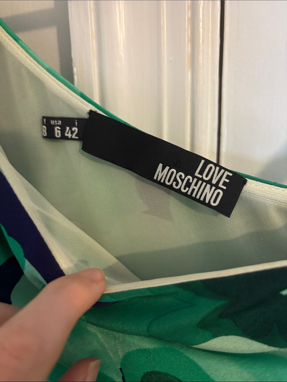 Moschino Silk Green Floral One-Shoulder Mini Dress - Picture 3 of 6